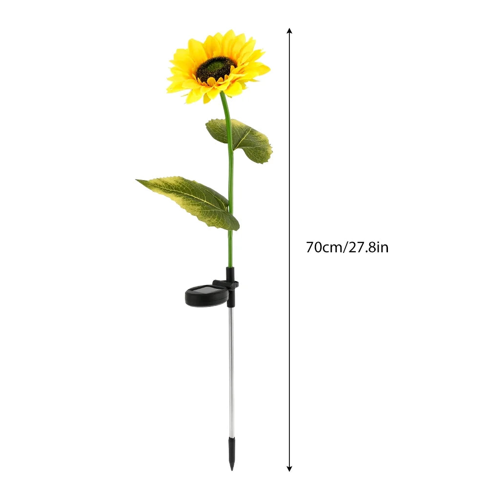 2 Packs Solar Garden Lights LED Outdoor Waterproof Decorative Sunflower Ornaments Stake Lights for Pathway Landscape Lamp Patio Fence Yard Lighting Outdoor Decor