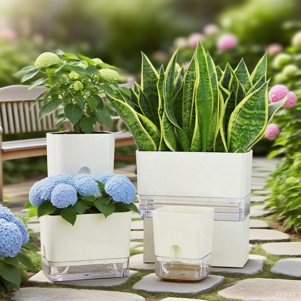 Self Watering Pot Double-Deck Magnetic Plastic Self-Absorbent Cotton Lazy Flower Pot Fashion Flowerpot Home Garden Pots Supplies